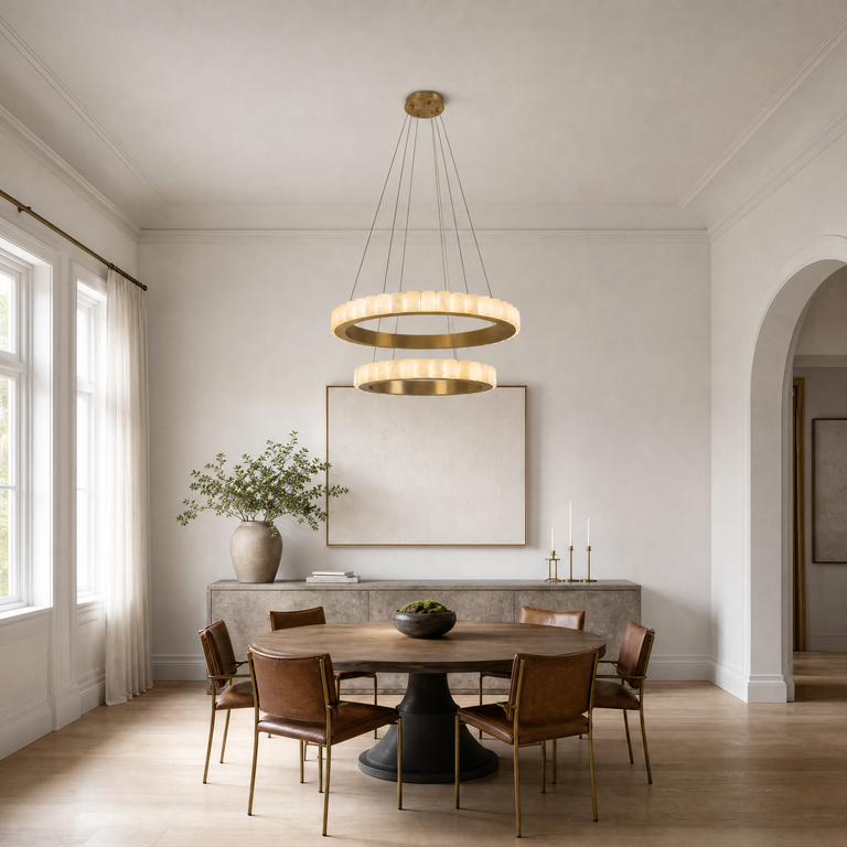 Votelle Alabaster Double Ring Chandelier by Dalmivik, product or room detail view