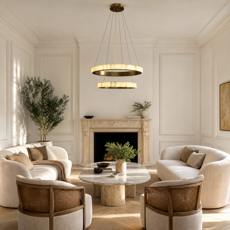 Votelle Alabaster Double Ring Chandelier by Dalmivik, product or room detail view