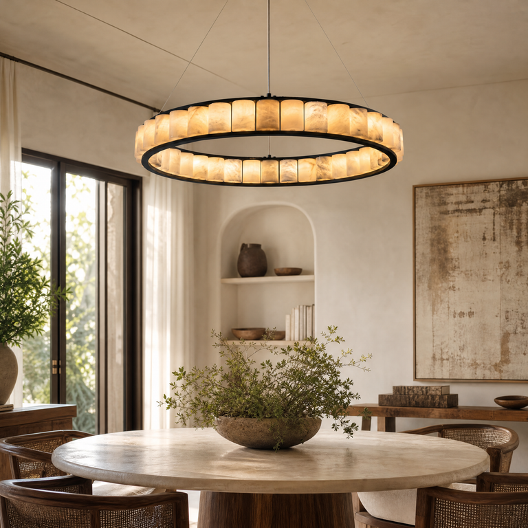 Votelle Modern Alabaster Ring Chandelier by Dalmivik, product or room detail view