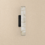 Cylinder Alabaster Wall Sconce 500 Single - Black by Dalmivik, complete fixture view