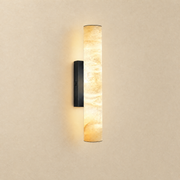 Cylinder Alabaster Wall Sconce 500 Single - Black by Dalmivik, complete fixture view
