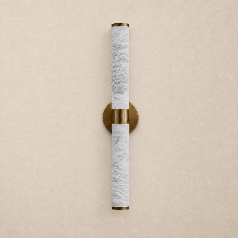 Anello Modern Linear Alabaster Sconce by Dalmivik, complete fixture view