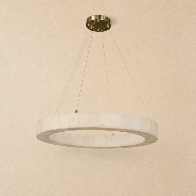 Alabaster Square Large Ring Chandelier 770 - Copper by Dalmivik, complete fixture view