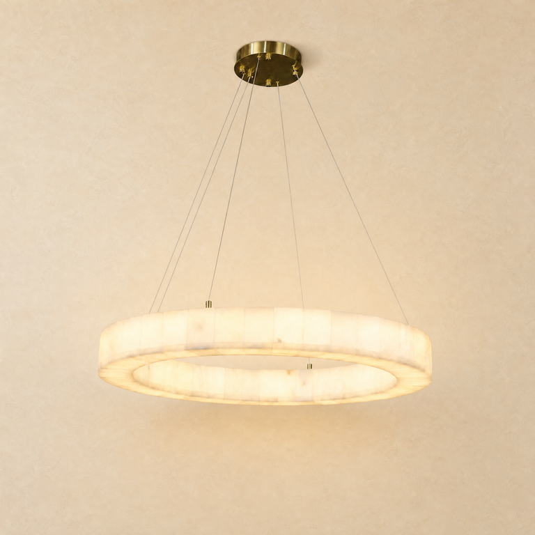 Alabaster Square Large Ring Chandelier 770 - Copper by Dalmivik, complete fixture view