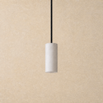Anello Cylinder Alabaster Pendant light Black by Dalmivik, complete fixture view