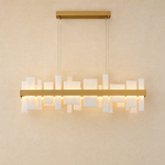 Hollis Alabaster Linear Dining Chandelier 46.8"L by Dalmivik, complete fixture view