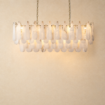 Alabaster Feather Linear Dining Pendant 47.2"L by Dalmivik, complete fixture view