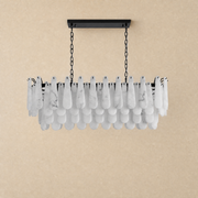 Alabaster Feather Oval Dining Pendant 47.2