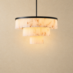 Hollis Three-Tier Alabaster Black Chandelier 34.3"D by Dalmivik, complete fixture view
