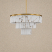 Hollis Three-Tier Alabaster Brass Chandelier 34.3