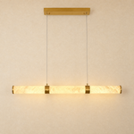 Anello Alabaster Cylinder Linear Pendant 47.24" L by Dalmivik, complete fixture view