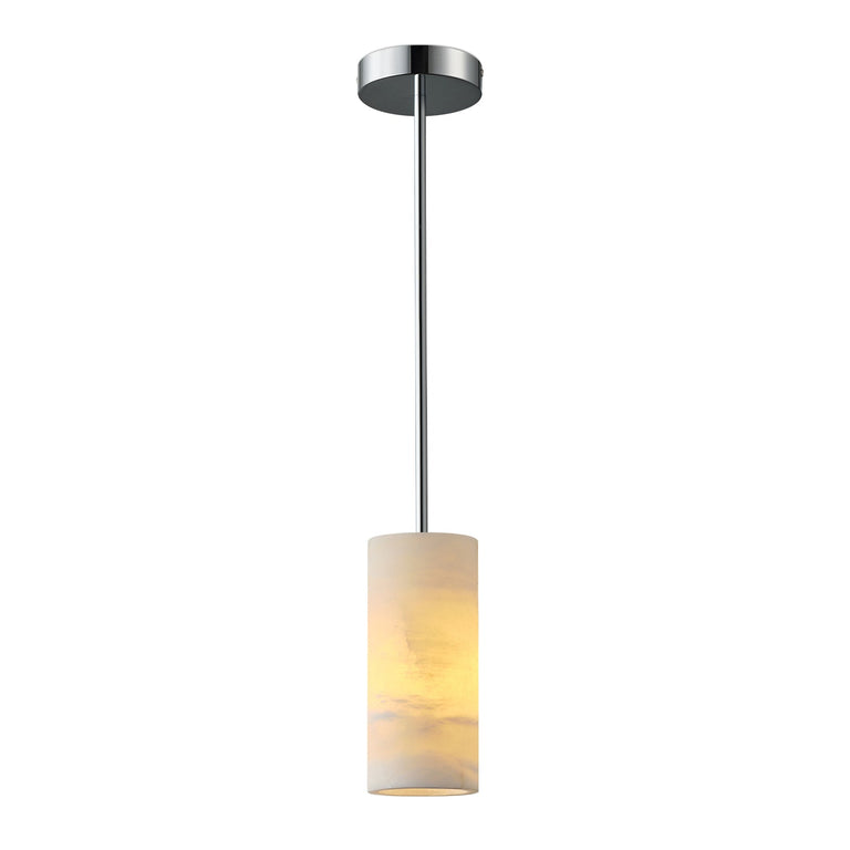 Anello Cylinder Alabaster Pendant Light Nickel by Dalmivik, product or room detail view