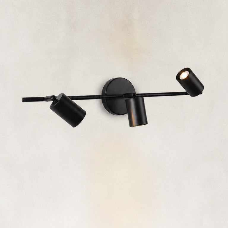 Adjustable Triple Cylinder Picture Light in Matte Black - alternate angle