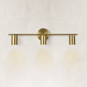 Adjustable Triple Cylinder Picture Light in Natural Brass - complete fixture