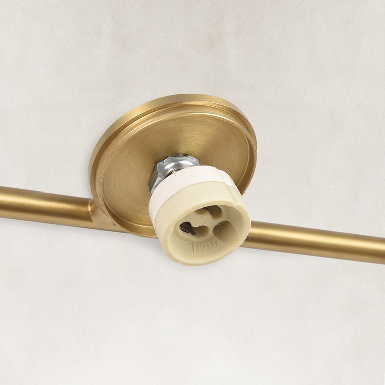 Adjustable Triple Cylinder Picture Light in Natural Brass - material detail
