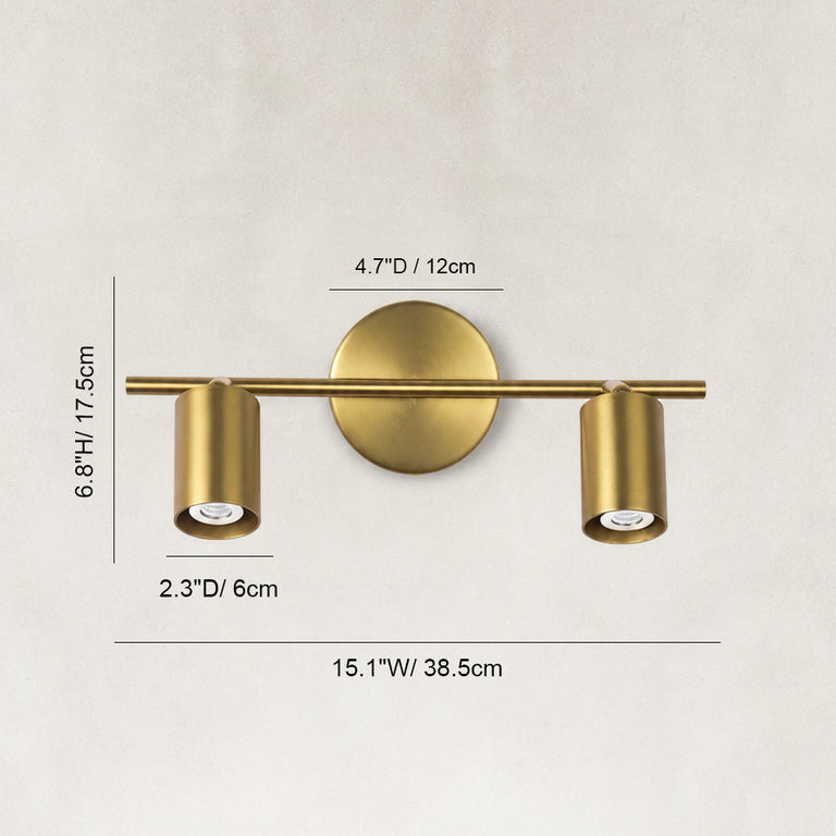 Dimensions of the brass adjustable twin-cylinder picture light