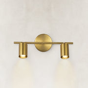 Brass adjustable twin-cylinder picture light shown as a complete fixture