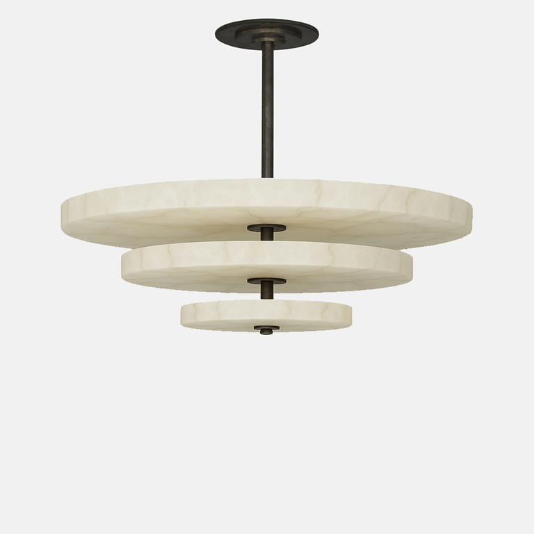 Alabaster Bronze & White LED Chandelier – Elegant 33‑Inch by Dalmivik, product or room detail view