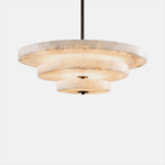 Alabaster Bronze & White LED Chandelier – Elegant 33‑Inch by Dalmivik, product or room detail view