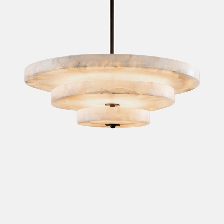 Alabaster Bronze & White LED Chandelier – Elegant 33‑Inch by Dalmivik, product or room detail view