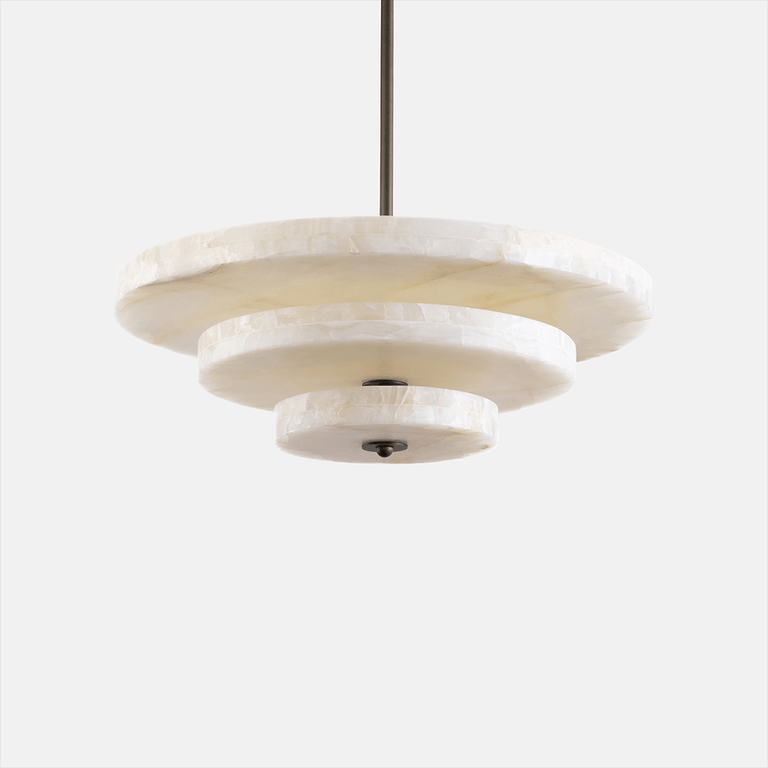 Alabaster Bronze & White LED Chandelier – Elegant 33‑Inch by Dalmivik, product or room detail view