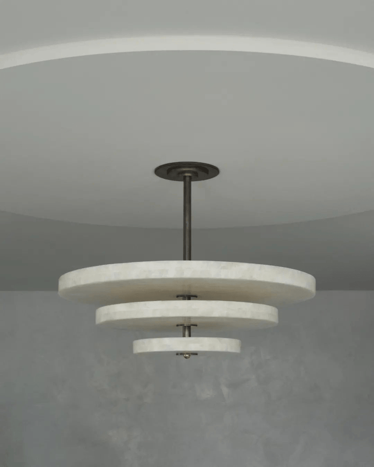 Alabaster Bronze & White LED Chandelier – Elegant 33‑Inch by Dalmivik, product or room detail view