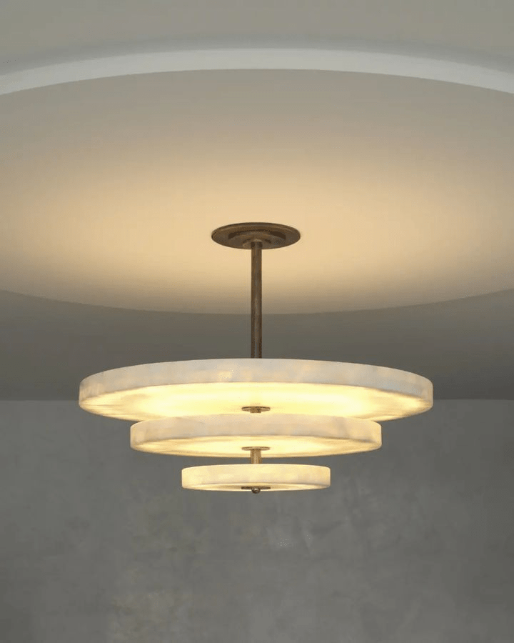 Alabaster Bronze & White LED Chandelier – Elegant 33‑Inch by Dalmivik, product or room detail view
