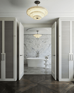 Alabaster Bronze & White LED Chandelier – Elegant 33‑Inch by Dalmivik, product or room detail view