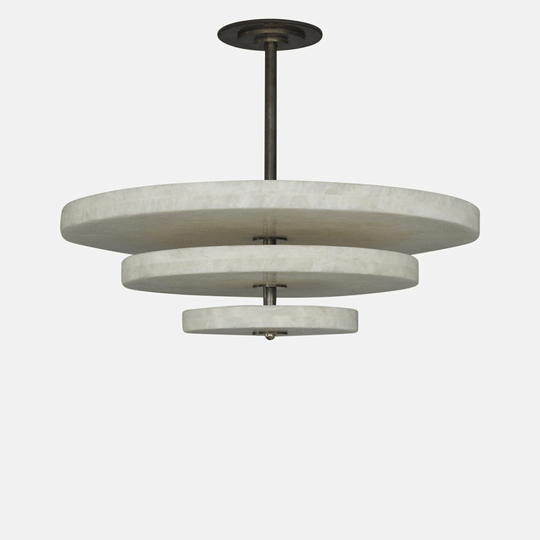 Alabaster Bronze & White LED Chandelier – Elegant 33‑Inch by Dalmivik, product or room detail view