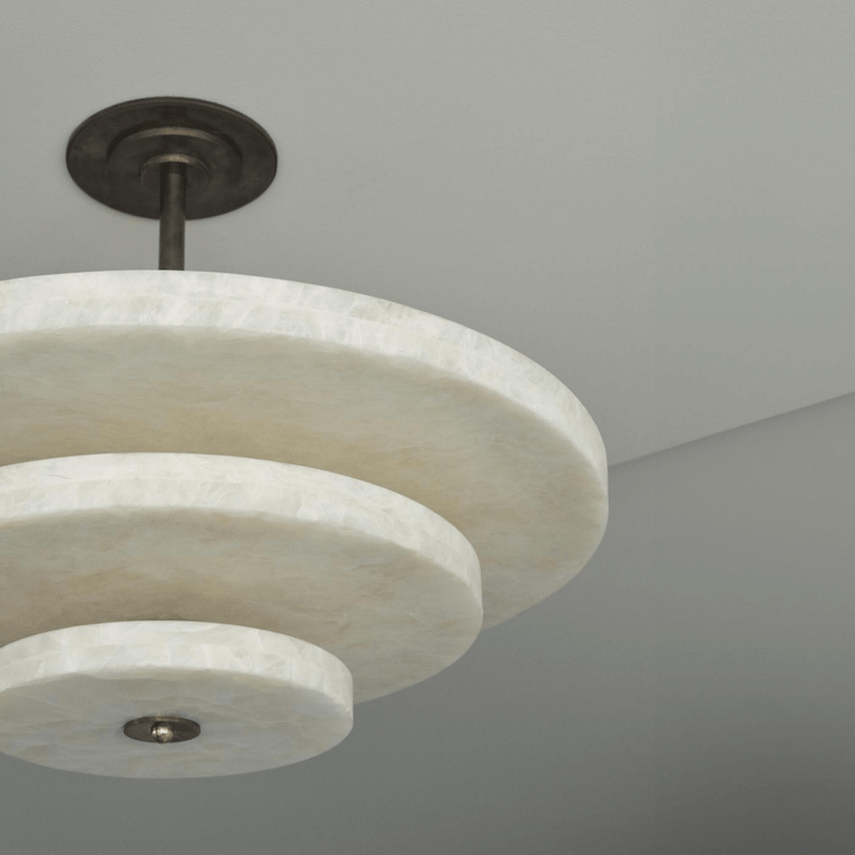 Alabaster Bronze & White LED Chandelier – Elegant 33‑Inch by Dalmivik, product or room detail view