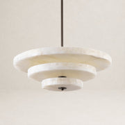 Alabaster Bronze & White LED Chandelier – Elegant 33‑Inch by Dalmivik, complete fixture view