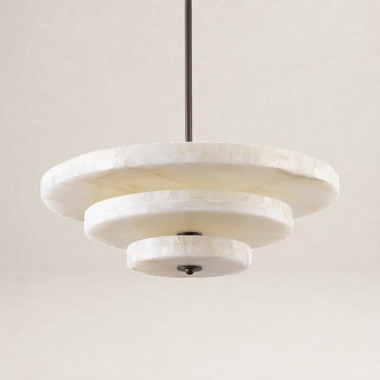 Alabaster Bronze & White LED Chandelier – Elegant 33‑Inch by Dalmivik, complete fixture view