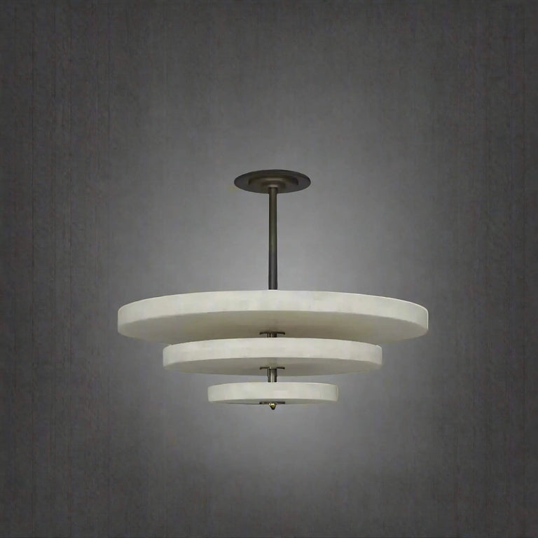 Alabaster Bronze & White LED Chandelier – Elegant 33‑Inch by Dalmivik, product or room detail view