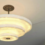 Alabaster Bronze & White LED Chandelier – Elegant 33‑Inch by Dalmivik, product or room detail view