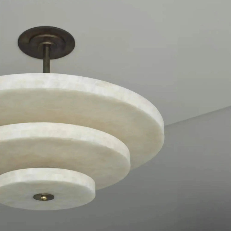 Alabaster Bronze & White LED Chandelier – Elegant 33‑Inch by Dalmivik, product or room detail view
