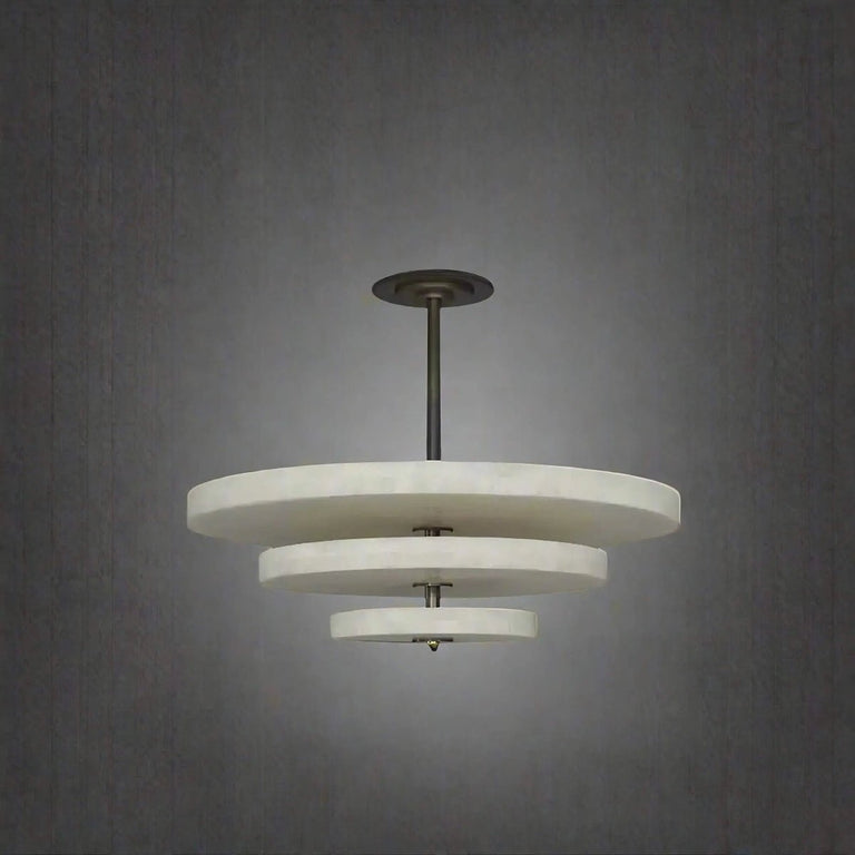 Alabaster Bronze & White LED Chandelier – Elegant 33‑Inch by Dalmivik, product or room detail view
