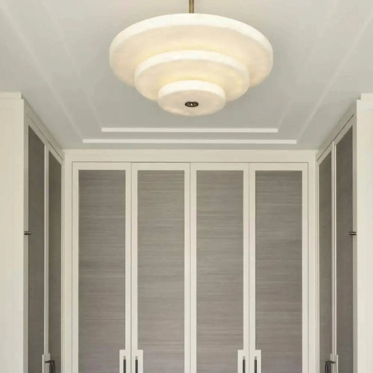 Alabaster Bronze & White LED Chandelier – Elegant 33‑Inch by Dalmivik, product or room detail view