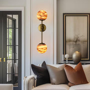 Alabaster Double Spherical Wall Lamp by Dalmivik, complete fixture view