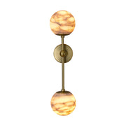 Alabaster Double Spherical Wall Lamp by Dalmivik, complete fixture view