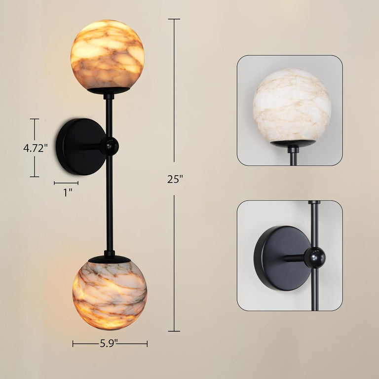 Alabaster Double Spherical Wall Lamp by Dalmivik, product or room detail view