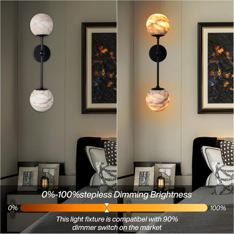 Alabaster Double Spherical Wall Lamp by Dalmivik, product or room detail view