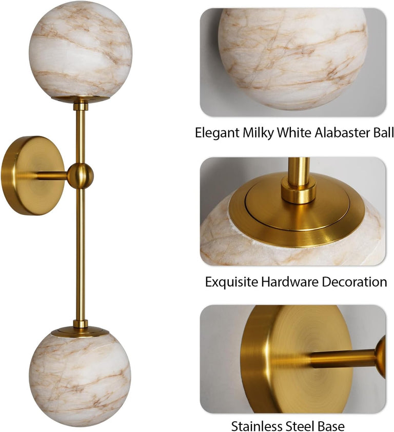 Alabaster Double Spherical Wall Lamp by Dalmivik, product or room detail view