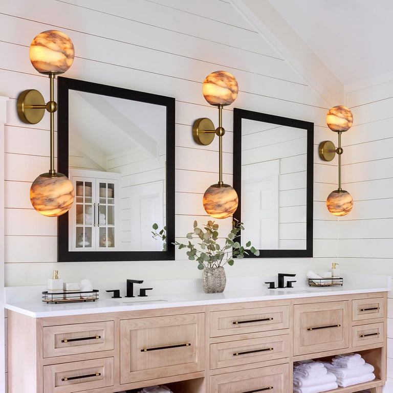 Alabaster Double Spherical Wall Lamp by Dalmivik, product or room detail view