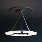 Alabaster Halo Pendant Light – Black & White LED Chandelier by Dalmivik, complete fixture view