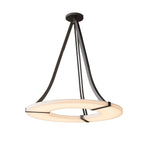 Alabaster Halo Pendant Light – Black & White LED Chandelier by Dalmivik, complete fixture view