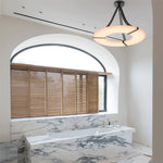 Alabaster Halo Pendant Light – Black & White LED Chandelier by Dalmivik, product or room detail view