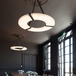 Alabaster Halo Pendant Light – Black & White LED Chandelier by Dalmivik, product or room detail view