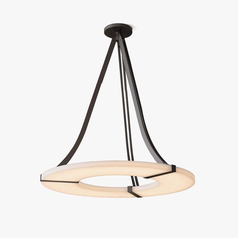 Alabaster Halo Pendant Light – Black & White LED Chandelier by Dalmivik, product or room detail view
