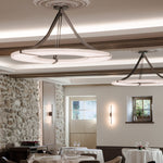 Alabaster Halo Pendant Light – Black & White LED Chandelier by Dalmivik, product or room detail view