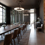 Alabaster Halo Pendant Light – Black & White LED Chandelier by Dalmivik, product or room detail view